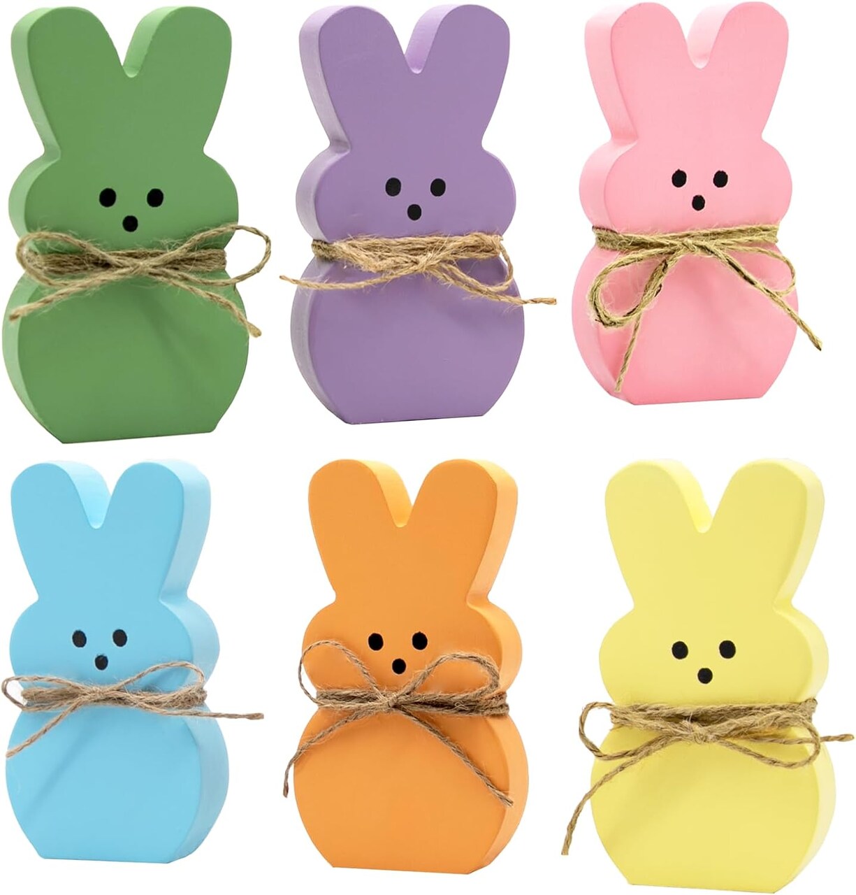 Easter Decorations - 6PCS Wood Bunny Peeps Easter Tiered Tray Decor Signs